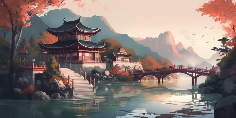 唯美意境古风自然春天山水节气水彩画,插画/手绘图,插画/手绘图库,插画/手绘图下载,插画/手绘